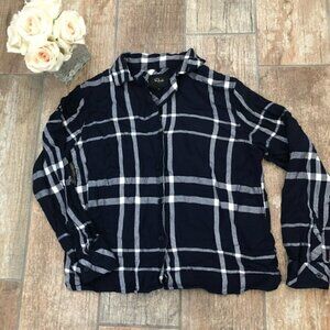 Rails Cadet Navy & White PJ Plaid Flannel Top S